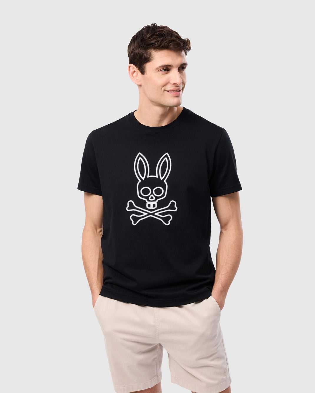 Tees Psycho Bunny Sheldon Graphic Tee Noir Homme | IGR-42274569